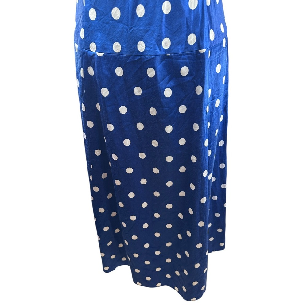 Pendleton Silk Blend Drop Waist V-Neck Dress Polka Dot Blue White Size 20 Tall - Picture 5 of 16